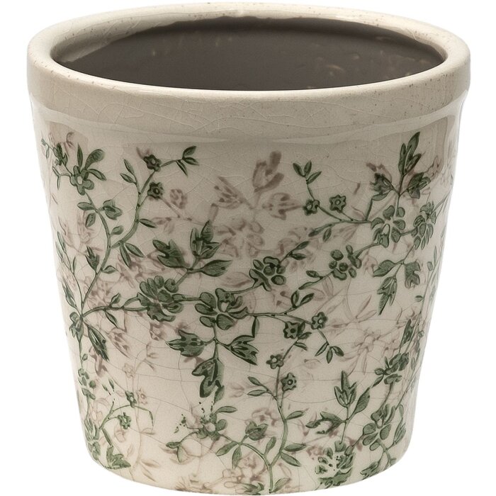 Clayre & Eef 6CE1457M Maceta de interior Verde, Marrón, Beige Ø 14x13 cm
