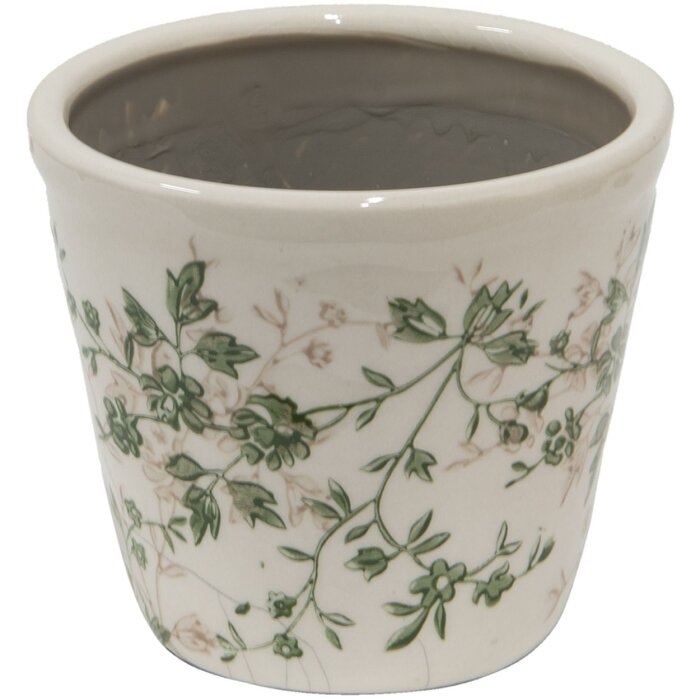 Clayre & Eef 6CE1457S Maceta de interior Verde, Marrón, Beige Ø 12x10 cm