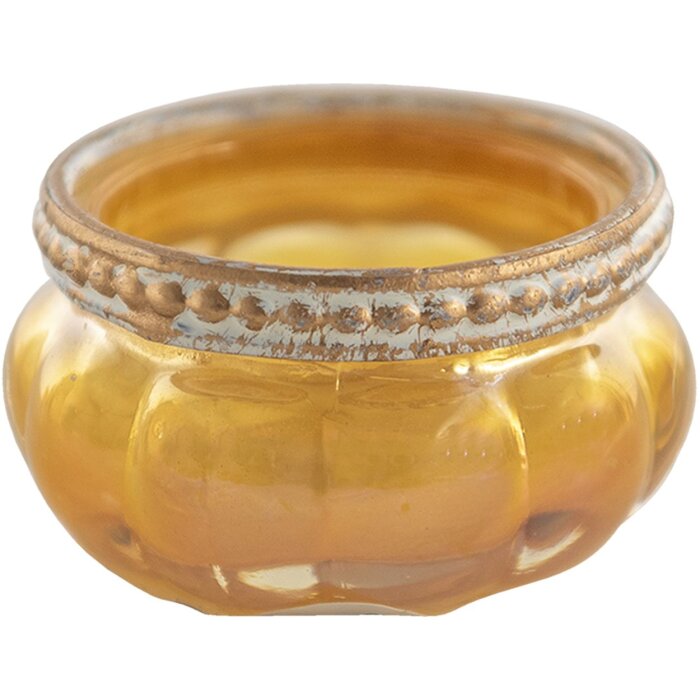 Clayre & Eef 6GL3502 Portavelas de vidrio amarillo, dorado Ø 6x4 cm