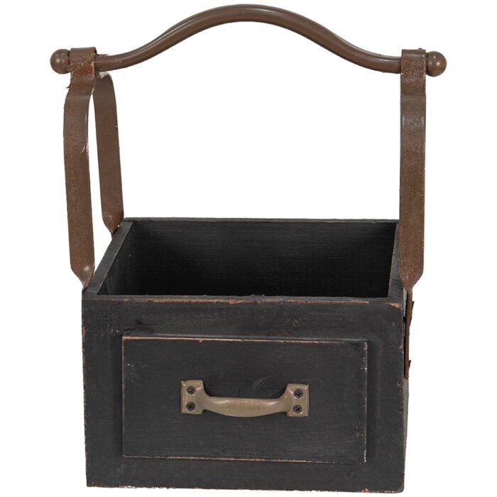 Clayre & Eef 6H1915Z Cesta de almacenaje negra 24x19x28 cm