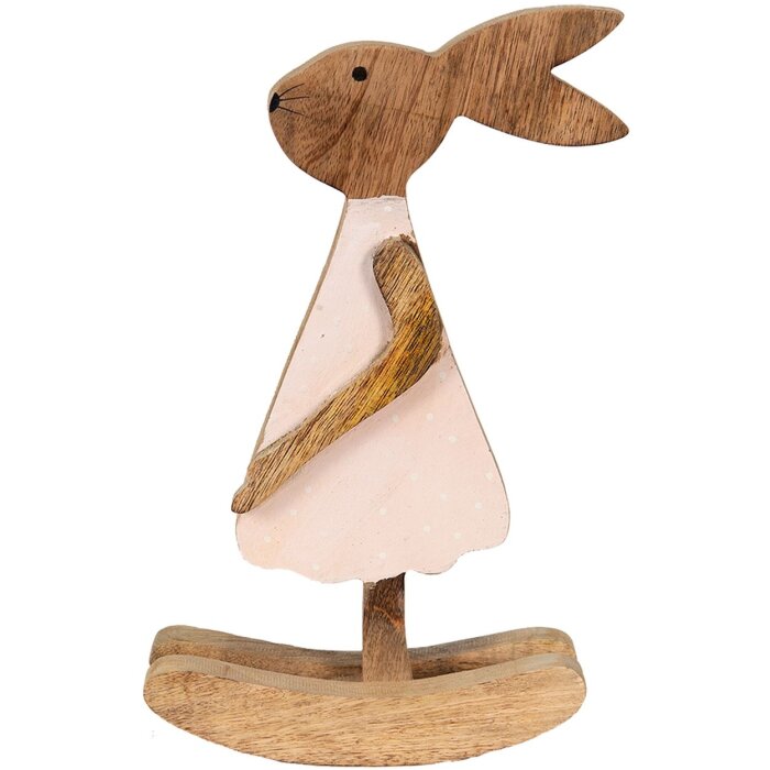 Clayre & Eef 6H2151L Conejo Deco Marrón, Rosa 17x7x33 cm
