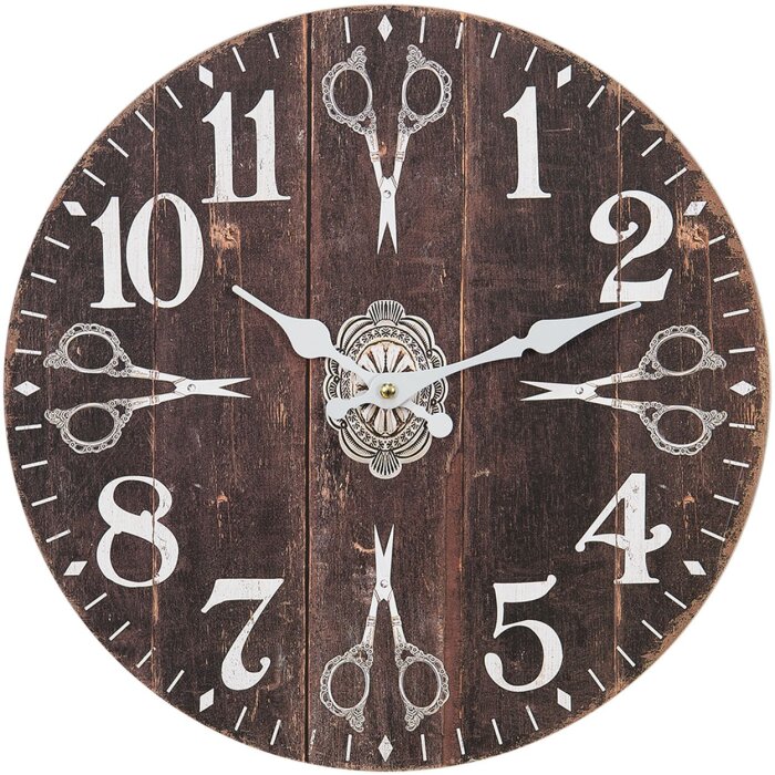 Clayre & Eef 6KL0754 Reloj de Pared Negro Ø 34x4 cm - 1xAA