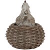 Clayre & Eef 6PR3555 Colgante Bisutería Pollo Blanco, Marrón 5x5x6 cm
