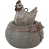 Clayre & Eef 6PR3562 Colgante Bisutería Pollo Blanco, Marrón, Verde 6x5x6 cm
