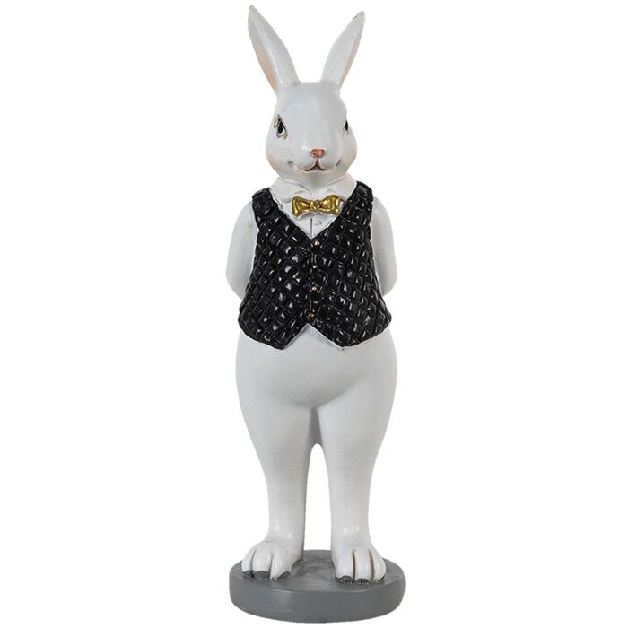 Clayre & Eef 6PR3587 Conejo Decorativo Negro, Blanco 5x5x15 cm