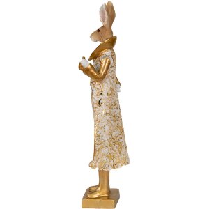 Clayre & Eef 6PR3602 Conejo decorativo dorado, blanco 11x8x33 cm