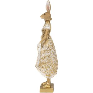 Clayre & Eef 6PR3603 Deco Conejo Dorado, Blanco 11x8x33 cm