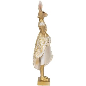 Clayre & Eef 6PR3603 Deco Conejo Dorado, Blanco 11x8x33 cm