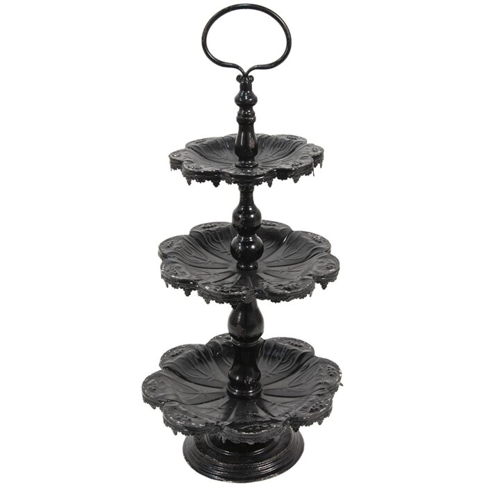 Clayre & Eef 6Y2710Z Estantería de 3 pisos negra Ø 33x71 cm