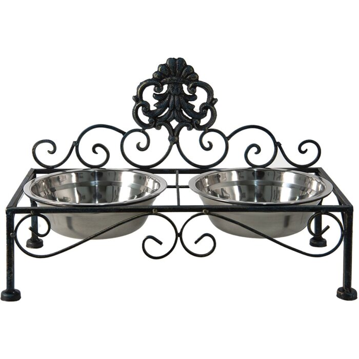 Clayre & Eef 6Y4682 Comedero Perro Negro 39x19x25 cm