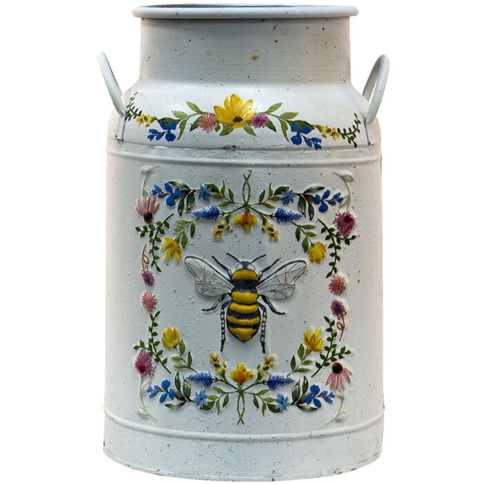 Clayre & Eef 6Y4774 Lata Deco Blanca, Amarilla Ø 19x28 cm
