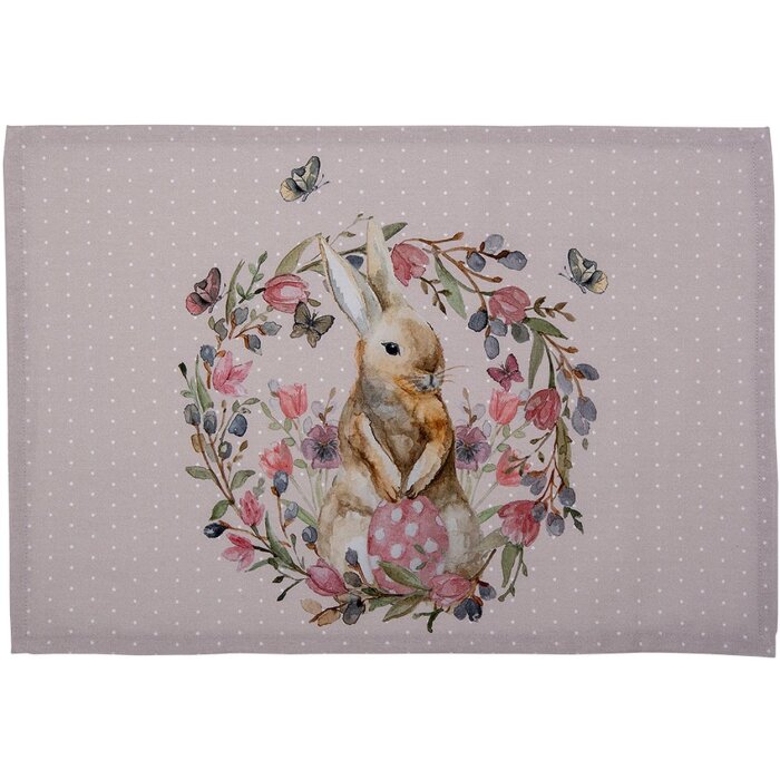 Clayre & Eef HBU40 Salvamanteles (Juego de 6) Rosa, Beige 48x33 cm