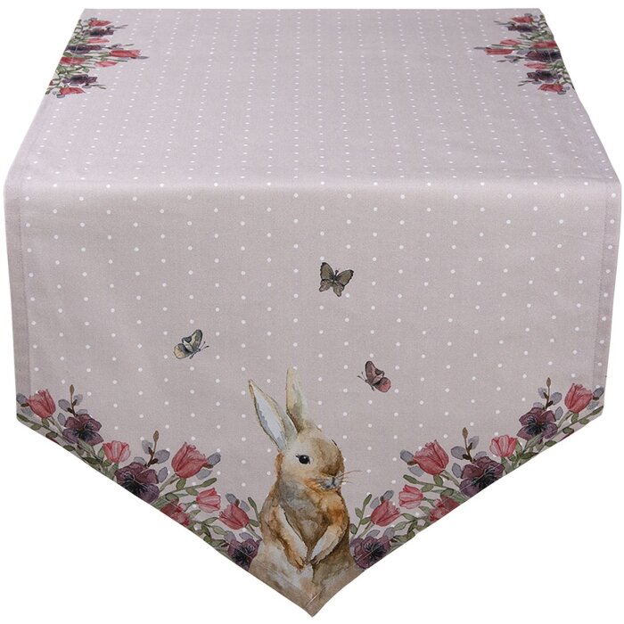 Clayre & Eef HBU65 Camino de Mesa Rosa, Beige 50x160 cm