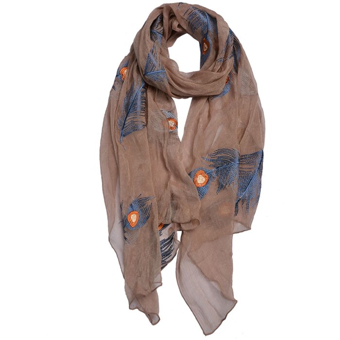 Clayre & Eef JZSC0650CH Bufanda Señoras Patrón Marrón 70x180 cm