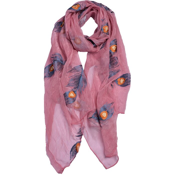 Clayre & Eef JZSC0650P Bufanda Damas Patrón Rosa 70x180 cm