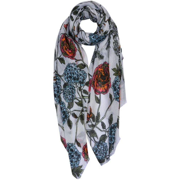 Clayre & Eef JZSC0668W Bufanda Damas Patrón Blanco 90x180 cm