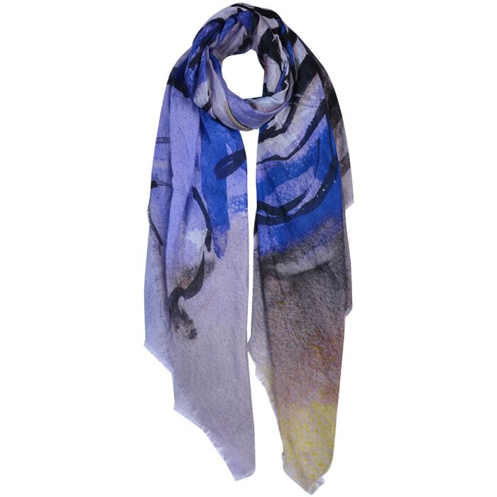 Clayre & Eef JZSC0680 Bufanda Damas Patrón Azul 90x180 cm