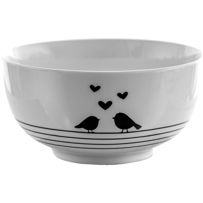 Clayre & Eef LBSBO Tazón Sopa Blanco, Negro Ø 14 cm