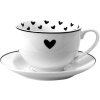 Clayre & Eef LBSHKS Taza de café con platillo Blanco, Negro 238 ml