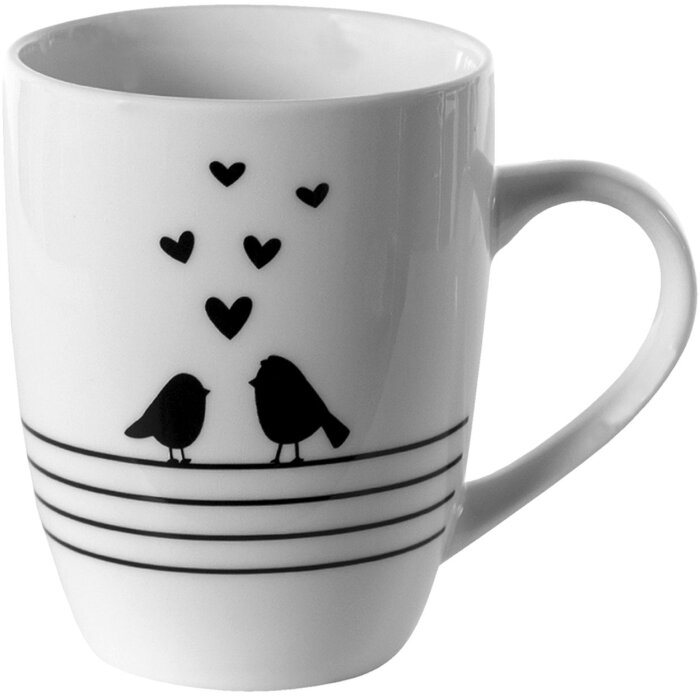 Clayre & Eef LBSMU Mug Blanco, Negro 350 ml