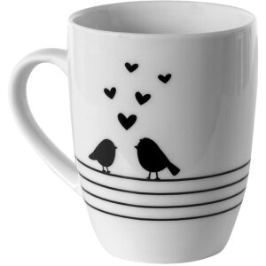 Clayre & Eef LBSMU Mug Blanco, Negro 350 ml