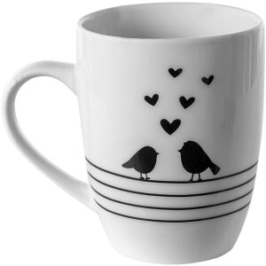Clayre & Eef LBSMU Mug Blanco, Negro 350 ml