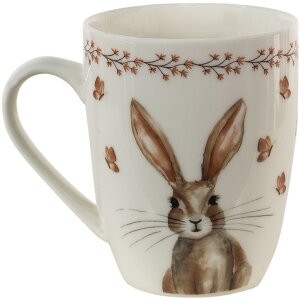 Clayre & Eef REBMU Taza Beige, Marrón 350 ml