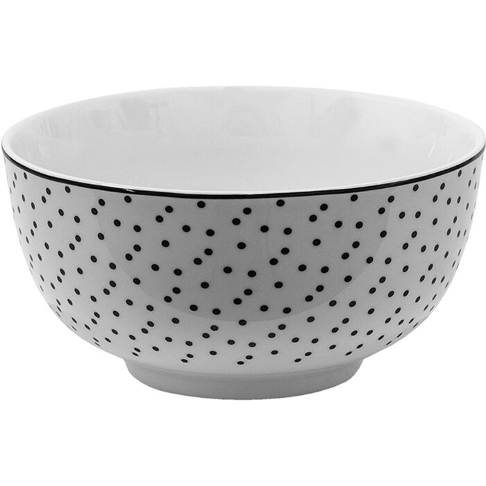 Clayre & Eef SDBO Bol Sopa Blanco, Negro Ø 14 cm