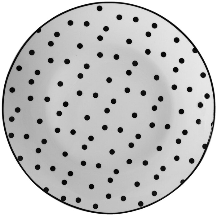 Clayre & Eef SDDP Vajilla Plato de desayuno Blanco, Negro Ø 20x2 cm