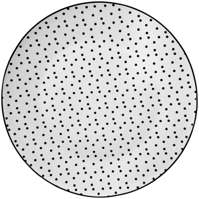 Clayre & Eef SDFP Vajilla Plato Blanco, Negro Ø 26x2 cm
