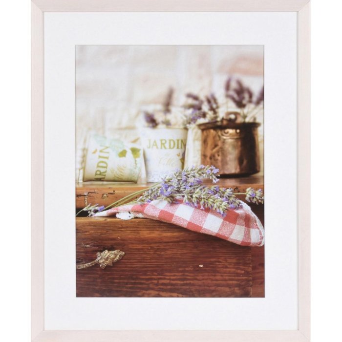 Marco de madera Henzo Jardin blanco 40x50 cm con passe-partout 30x40 cm