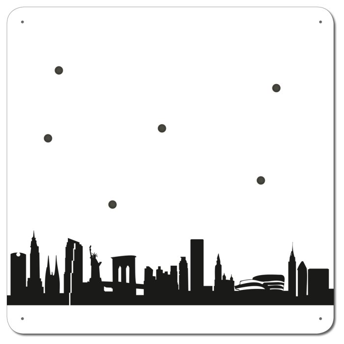SKYLINE pizarra magnética Nueva York en blanco-negro
