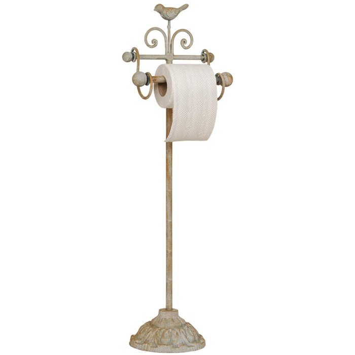 Clayre & Eef 40441 Portarrollos de pie 22x10x69 cm Pájaro de metal beige