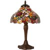 LumiLamp 5LL-1130 Lámpara de mesa Tiffany Ø 26x40 cm Flores de cristal rojo marrón
