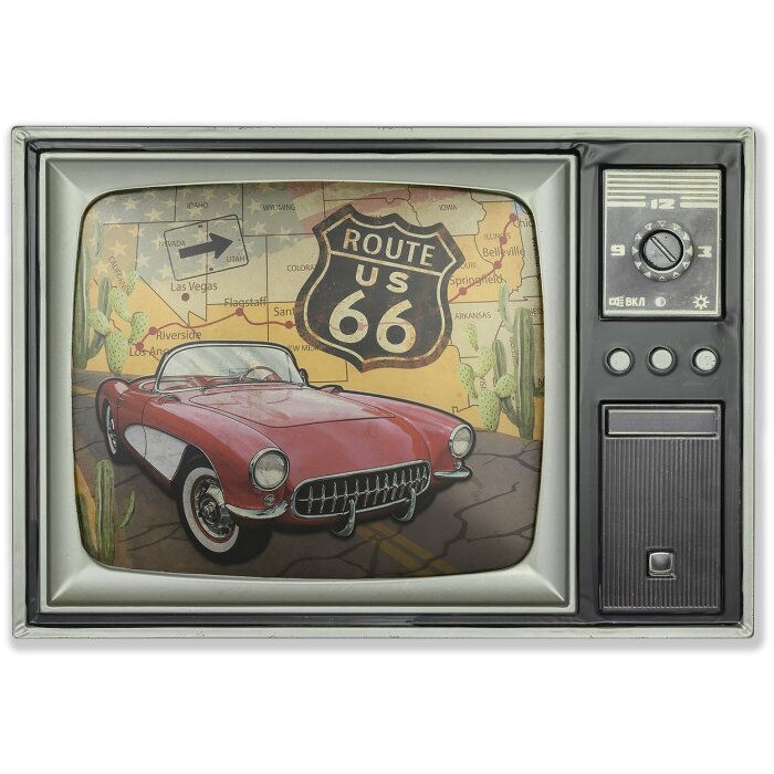 ZEP Decoración mural TELE 48x34x4 cm TV Route 66