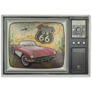 ZEP Decoración mural TELE 48x34x4 cm TV Route 66