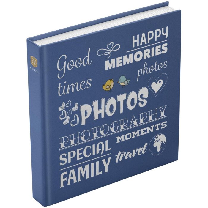 Henzo Jumbo Álbum de Fotos Wording azul 30x30 cm 100 páginas blancas