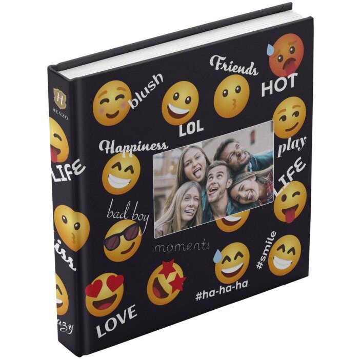 Henzo Álbum de Fotos Jumbo Emoji Negro 30x30 cm 100 páginas blancas