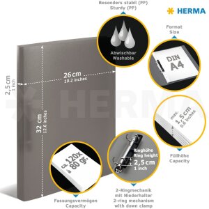 Carpeta de anillas HERMA DIN A4 polipropileno translúcido