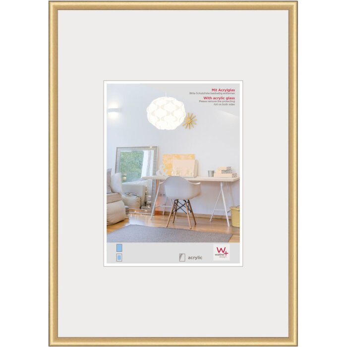 Marco de plástico Walther New Lifestyle 30x40 cm cristal acrílico dorado