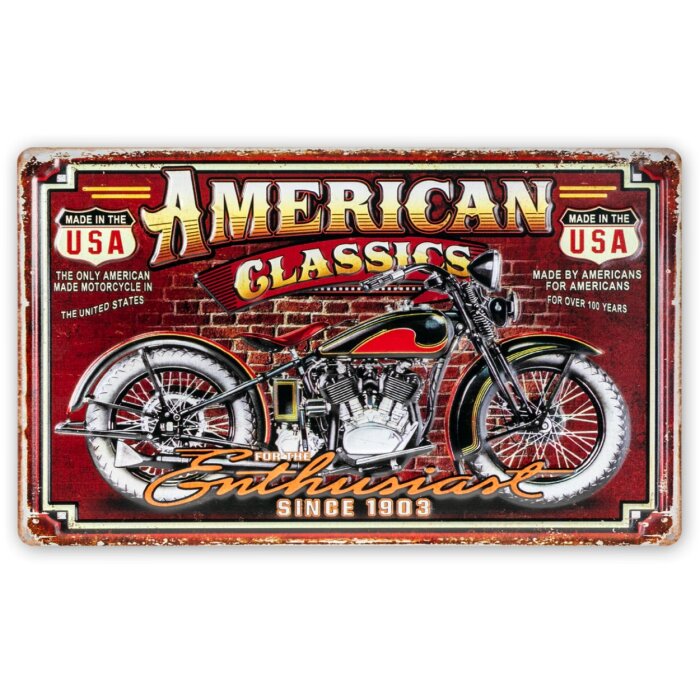 ZEP Cartel de hojalata CLASSIC 40x24x0,4 cm Moto roja