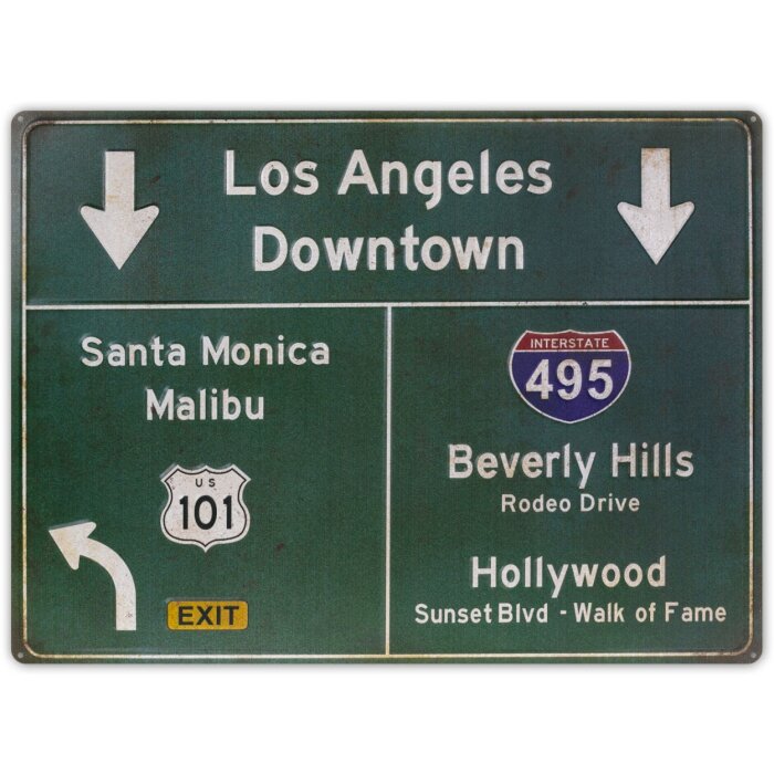 ZEP Rótulo de estaño CAMINOS 57,5x43x0,4 cm Los Angeles
