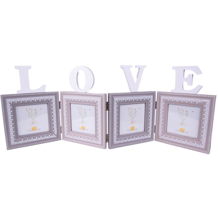 Clayre & Eef 2F0969 Galería de fotos Love 4 Fotos 10x10 cm 65x1x23 cm Gris - Blanco