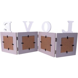 Clayre & Eef 2F0969 Galería de fotos Love 4 Fotos 10x10 cm 65x1x23 cm Gris - Blanco