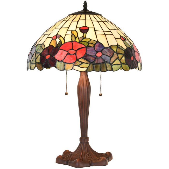 Clayre & Eef 5LL-1201 Lámpara de mesa Tiffany Ø 42x60 cm E27-máx 2x60W Beige - Roja