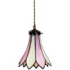 Clayre & Eef 5LL-6196 Lámpara colgante Tiffany Ø 15x115 cm E14-máx 1x40W Rosa - Beige