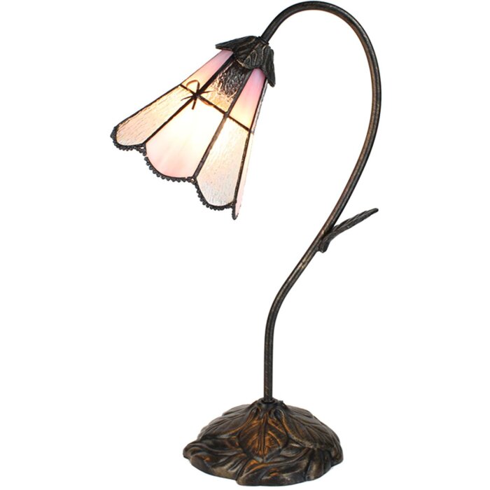 Clayre & Eef 5LL-6247 Lámpara de mesa Tiffany 30x17x48 cm E14-máx 1x25W Marrón - Rosa