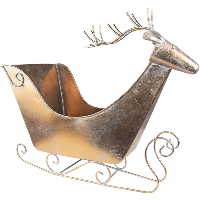 Clayre & Eef 5Y1089 Decoración Trineo 54x26x49 cm Color oro