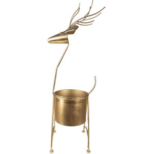 Clayre & Eef 5Y1090 Decoración maceta ciervo 29x22x78 cm Color oro