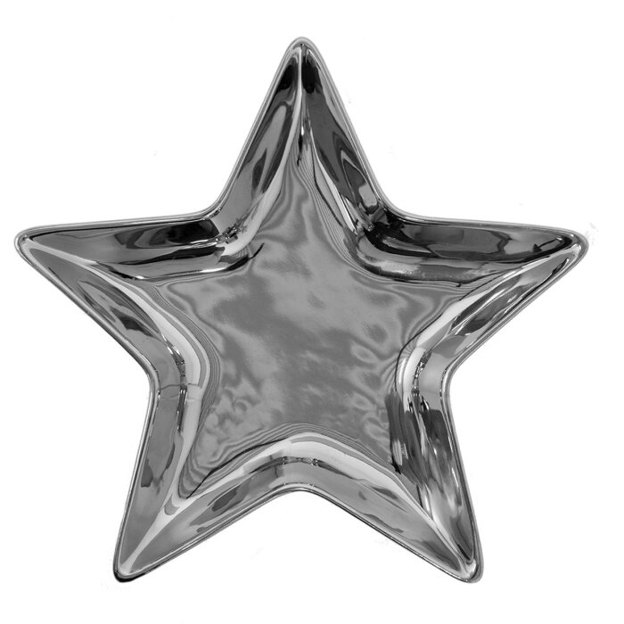 Clayre & Eef 6CE1462 Bol 16x16x2 cm Estrella decorativa color plata